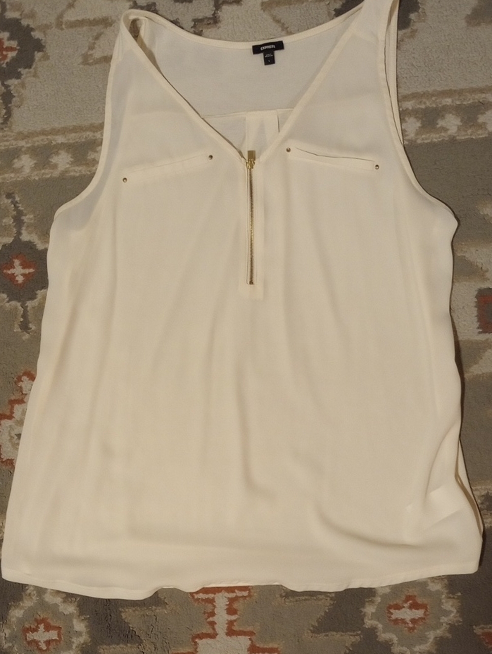 Express Cream Sleeveless Zip-Front Cami